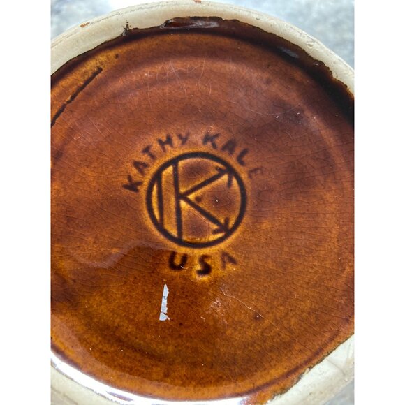 Vintage Kathy Kale USA Brown Drip Glaze Ceramic Pitcher Jug 7in Tall - Picture 5 of 8